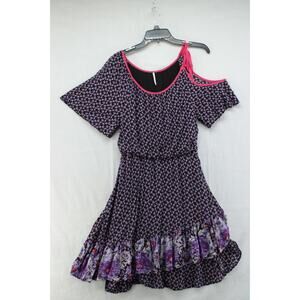 Free People Women's Dress Size XS Black Purple Floral Fairy Whimsy Goth Prairie